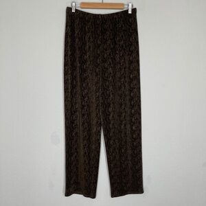 Vintage Carole Little Pants Women XL Brown Slinky Pull On Elastic Waist Stretch